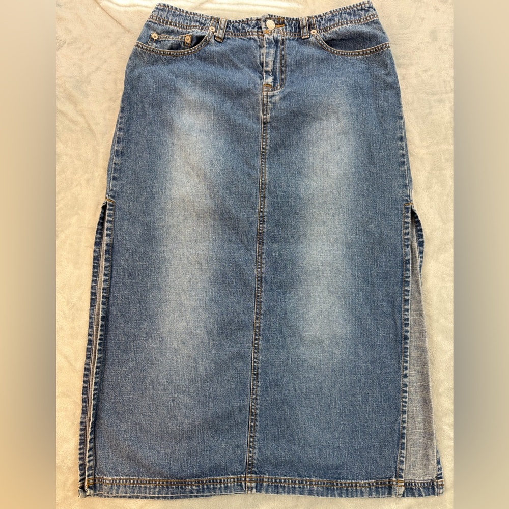 Vintage Arizona A2 Hipster Juniors 11 Denim Midi Skirt Blue Y2K Boho